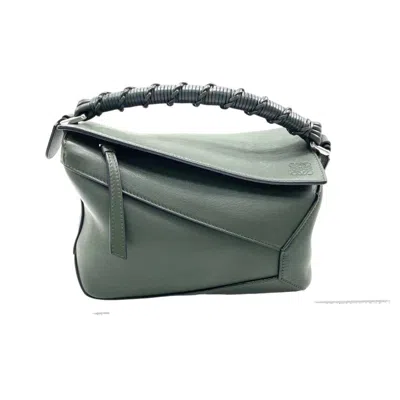 Pre-owned Loewe Puzzle Edge Braided Handle Small Dark Green Nappa Calfskin Leather