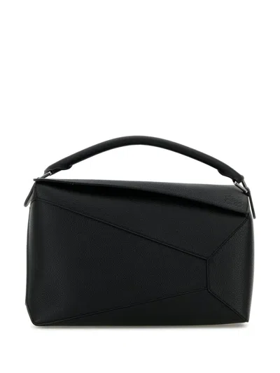 Loewe Puzzle Edge Large Leather Handbag In Black
