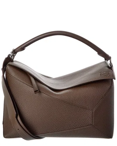 Loewe Puzzle Edge Large Leather Shoulder Bag In Brown