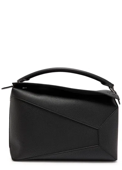 Loewe Puzzle Edge Large Leather Top Handle Bag In Black