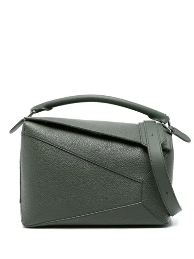 Loewe Puzzle Edge Leather Handbag In Green
