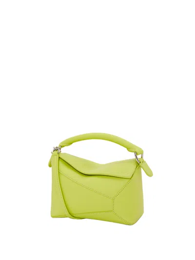 Loewe Puzzle Edge Leather Mini Bag In Green