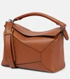 Loewe Puzzle Edge Small Leather Tote Bag In Brown