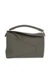 Loewe Puzzle Edge Medium Leather Handbag In Gray