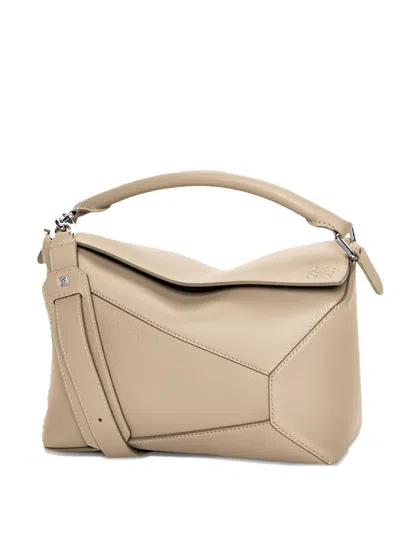 Loewe Puzzle Edge Medium Leather Handbag In Neutral