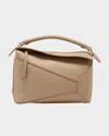 Loewe Puzzle Edge Medium Top-handle Bag In Soft Grained Leather In Neutral