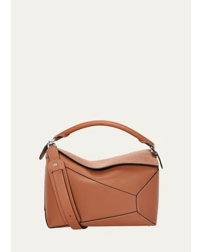 Loewe Puzzle Edge Medium Top-handle Bag In Grained Leather In Tan