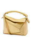 Loewe Puzzle Edge Mini Top-handle Bag In Metallic Leather In Gold