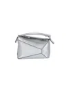 Loewe Puzzle Edge Mini Metallic Leather Cross-body Bag In Silver