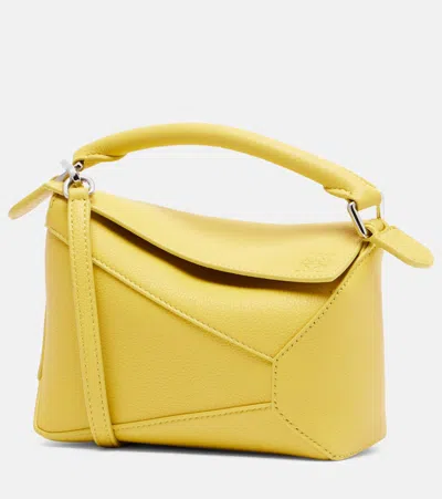 Loewe Puzzle Edge Mini Leather Crossbody Bag In Yellow