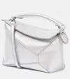 Loewe Puzzle Edge Mini Leather Crossbody Bag In Silver