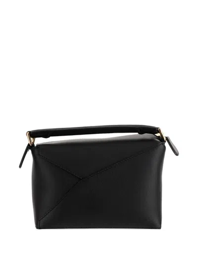 Loewe Puzzle Edge Mini Leather Handbag In Black