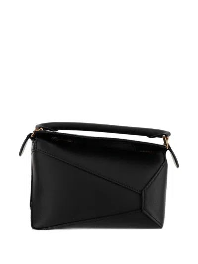 Loewe Puzzle Edge Mini Leather Handbag In Black