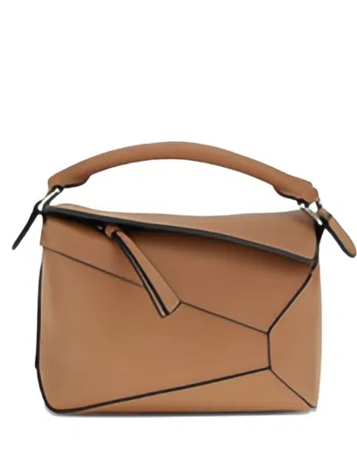 Loewe Puzzle Edge Mini Leather Handbag In Brown