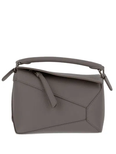 Loewe Puzzle Edge Mini Leather Handbag In Gray
