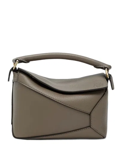Loewe Puzzle Edge Mini Leather Handbag In Gray