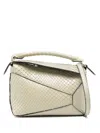Loewe Puzzle Edge Mini Leather Handbag In Green