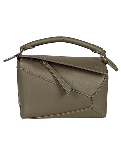 Loewe Puzzle Edge Mini Leather Handbag In Green