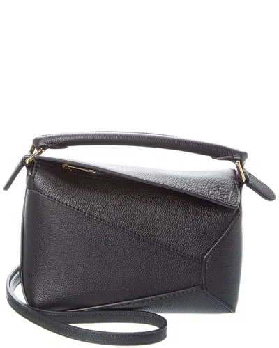 Loewe Puzzle Edge Mini Textured-leather Shoulder Bag In Black