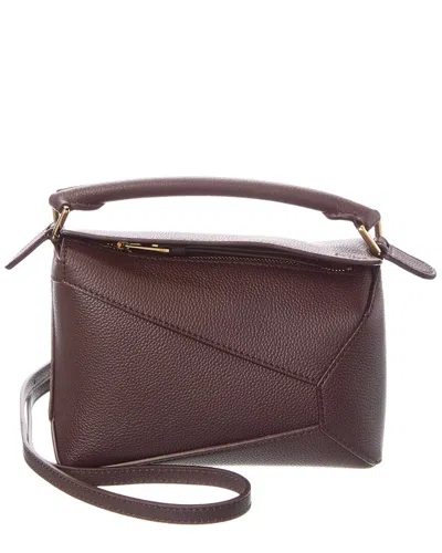 Loewe Puzzle Edge Mini Leather Shoulder Bag In Burgundy