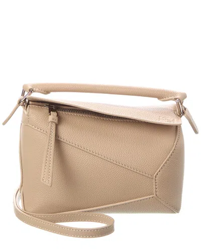 Loewe Puzzle Edge Mini Leather Shoulder Bag In Neutral