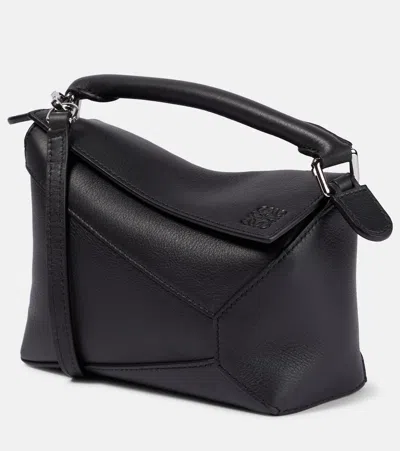 Loewe Puzzle Edge Mini Leather Tote Bag In Black