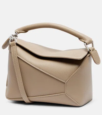 Loewe Puzzle Edge Mini Leather Top-handle Bag In Neutral