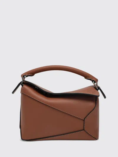 Loewe Puzzle Edge Mini Smooth Calfskin Leather Top Handle Bag In Brown