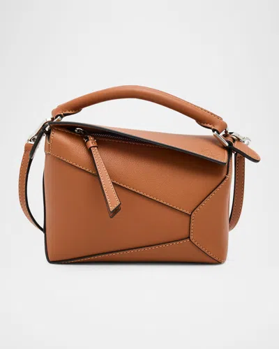 Loewe Puzzle Edge Mini Top-handle Bag In Calfskin Leather In Brown