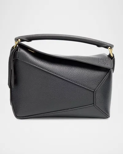 Loewe Puzzle Edge Mini Top-handle Bag In Grain Leather In Black