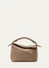 Loewe Puzzle Edge Small Textured-leather Shoulder Bag In Sand