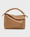 Loewe Puzzle Edge Mini Top-handle Bag In Grained Leather In Toffee