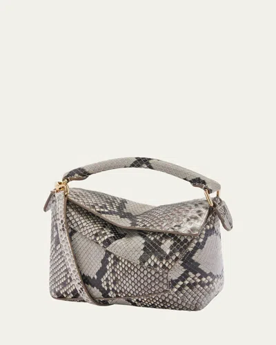 Loewe Puzzle Edge Mini Top-handle Bag In Python In Natural