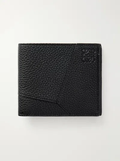 Loewe Puzzle Edge Panelled Full-grain Leather Bifold Wallet In Red