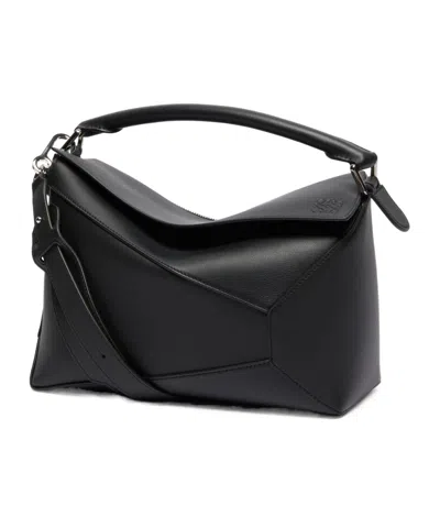 Loewe Puzzle Edge Small Textured-leather Shoulder Bag In Black