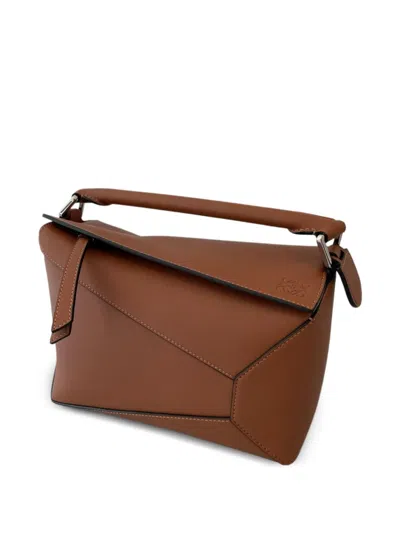Loewe Puzzle Edge Small Leather Handbag In Brown