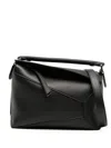Loewe Puzzle Edge Leather Shoulder Bag In Black