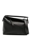 Loewe Puzzle Edge Leather Shoulder Bag In Black