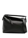 Loewe Puzzle Edge Leather Shoulder Bag In Black