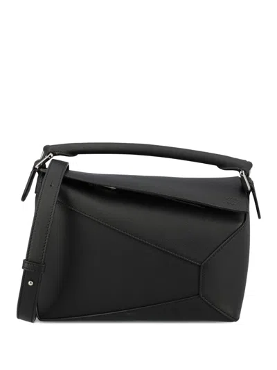 Loewe Puzzle Edge Small Leather Handbag In Black