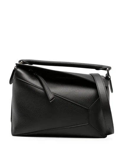 Loewe Puzzle Edge Small Leather Handbag In Black