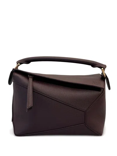 Loewe Puzzle Edge Small Leather Handbag In Burgundy