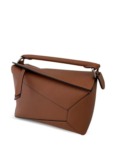 Loewe Puzzle Edge Small Leather Handbag In Brown