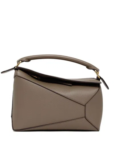 Loewe Puzzle Edge Small Leather Handbag In Gray