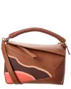 Loewe Small Leather Puzzle Edge Landscape Top-handle Bag In Brown