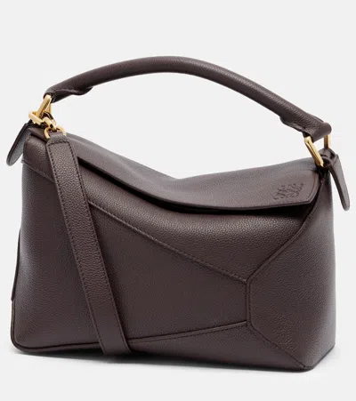 Loewe Puzzle Edge Small Leather Shoulder Bag In Brown