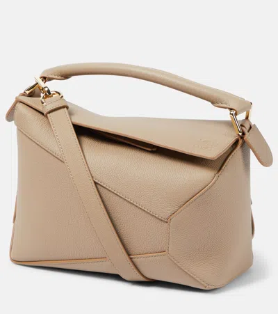 Loewe Puzzle Edge Small Leather Shoulder Bag In Brown