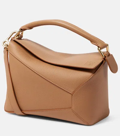 Loewe Small Puzzle Edge Leather Shoulder Bag In Pink