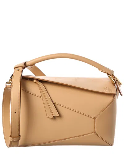 Loewe Puzzle Edge Small Leather Shoulder Bag In Nude