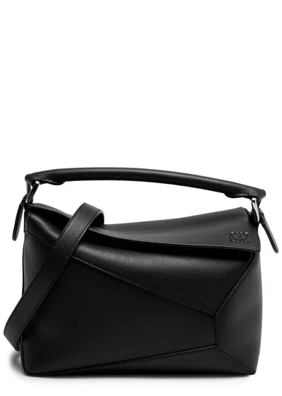 Loewe Puzzle Edge Small Leather Top Handle Bag In Black